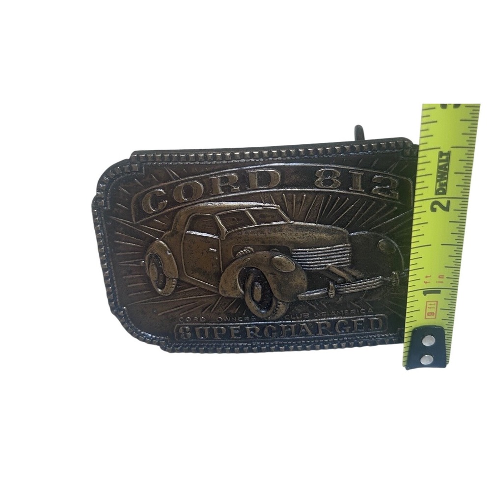 Vintage Cord 812 Supercharged Belt Buckle Cord Owners Club America USA B38 Brass - Picture 5 of 5